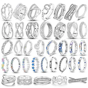 NEW Fashion 925 Silver Simple Infinity Finger Ring For Women Sparkling Twisted Stackable Rings Popular Anillo Engagement Jewelry