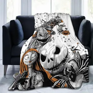 Nightmare Before Christmas Blanket Soft Warm Flannel Throw Blanket Lightweight Cozy Sofa Bedroom Blankets Gifts for Kids Adults Teens Boy Girl