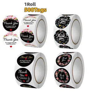 500 Round Thank You Decorative Gift Tags, Shop Gift Sealing Labels, Perfect for Gifts and Orders, Perfect for Festival Gift, Birthdays, Weddings, Christmas/Thanksgiving Day/mother's day, Self-Adhesive Paper Labels, Party & Event Decorations