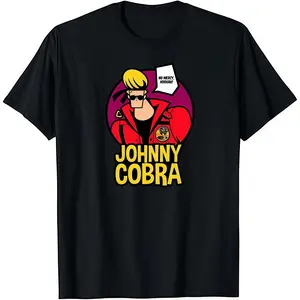 Vinyl Nostalgia Hit  Johnny Bravo x Cobra Kai Tee Graphic T-Shirt Streetwear Holiday Wear y2k cotton fashion Streetwear Lover Gift Top Trending
