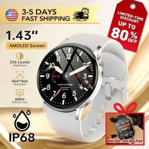 [Buy 1 Get Gift Smart Watch] 1.43“ AMOLED Display Smartwatch, Heart Rate Monitoring, IP68 Waterproof, 120+ Sports, Bluetooth, All-Day Wearable