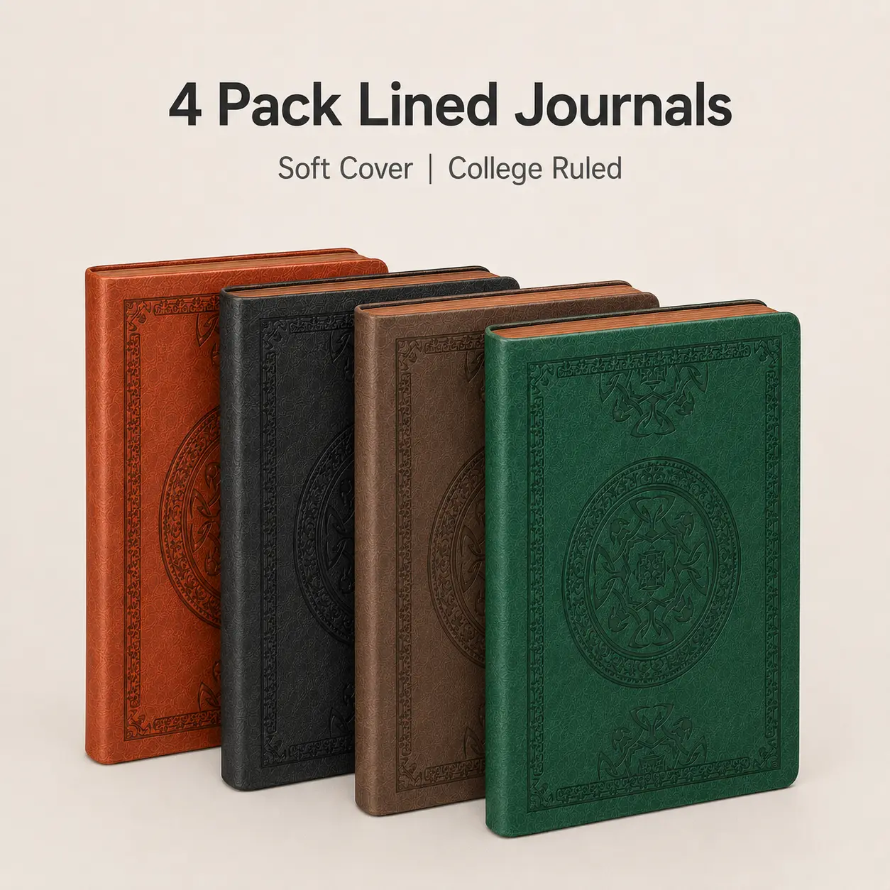 CAGIE soft leather journal A5 Lined college ruled notebooks 4-PACK sketchbook composition back to school shopping 2026 college essentials bible study Prayer Journal Grimoire stuff Gift junk journal scrapbooks tiktokshopbacktoschool