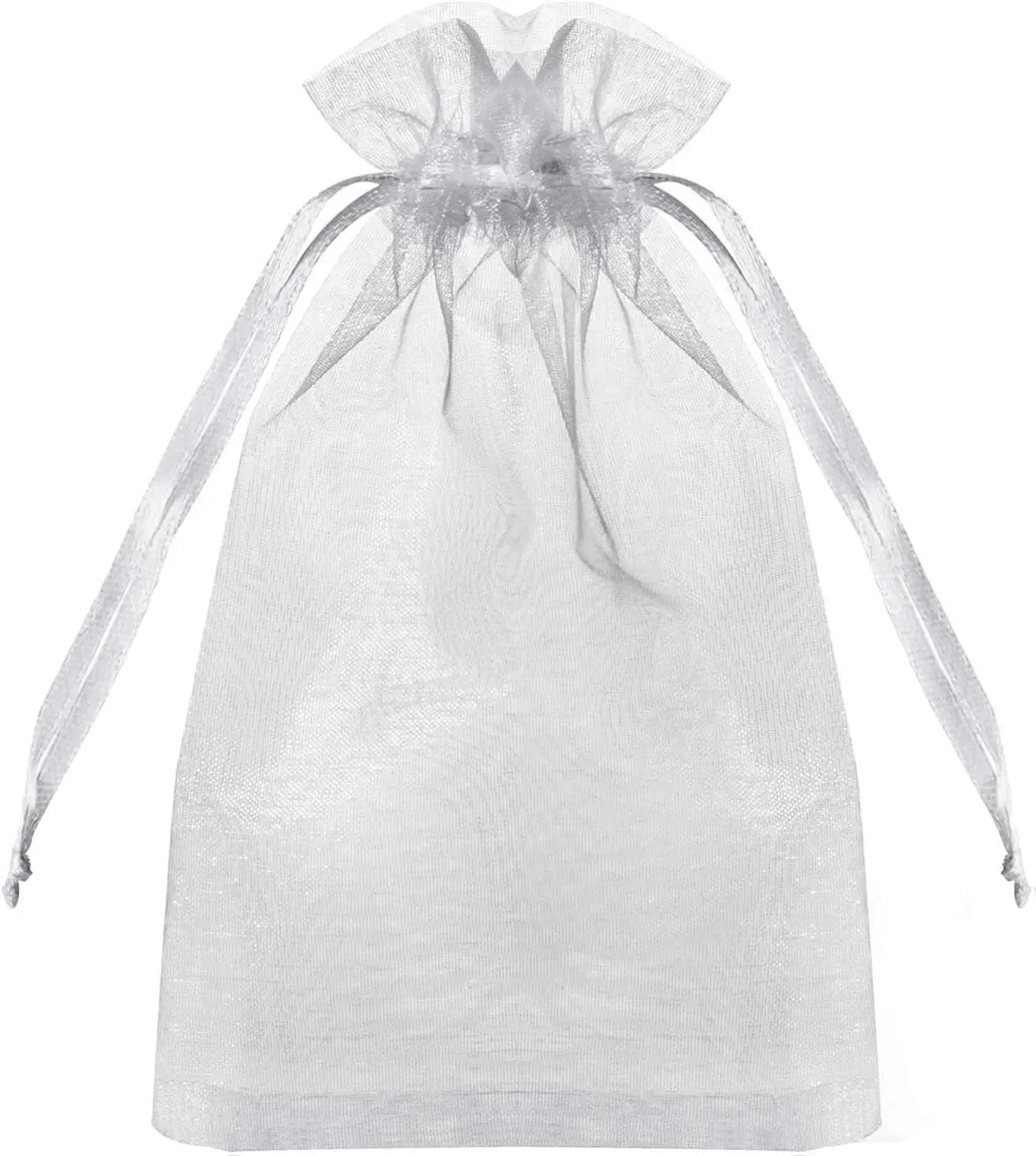 100PCS 4x6 Inches Unisex Sheer Organza Satin Drawstring Bulk Gift Bags, White Wedding Birthday Party Favors for Jewelry, Makeup (Home & Festive Party Supplies), 4 X 6 Inches, Goody Bags, Class Party Favors