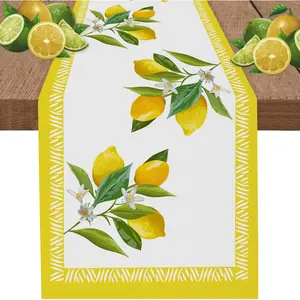 Summer Lemon Table Runner, Seasonal Fruit Kitchen Dining Table Decoration for Party Dinner Holidays Kitchen Spring/Summer