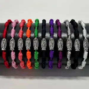 Virgin Mary Knotted Bracelet - Handmade, rosary knot bracelet, adjustable cord bracelet, ten knot bracelet, religious