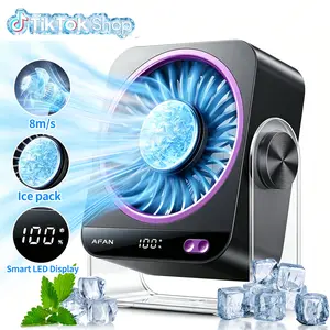 Portable Desk Cooling Fan With 199 Speeds Turbo Airflow, Semiconductor Ice Cooling Technology, Digital Display, Ultra Quiet USB Rechargeable Table Fan For Bedroom Office Travel Dorm Summer Use