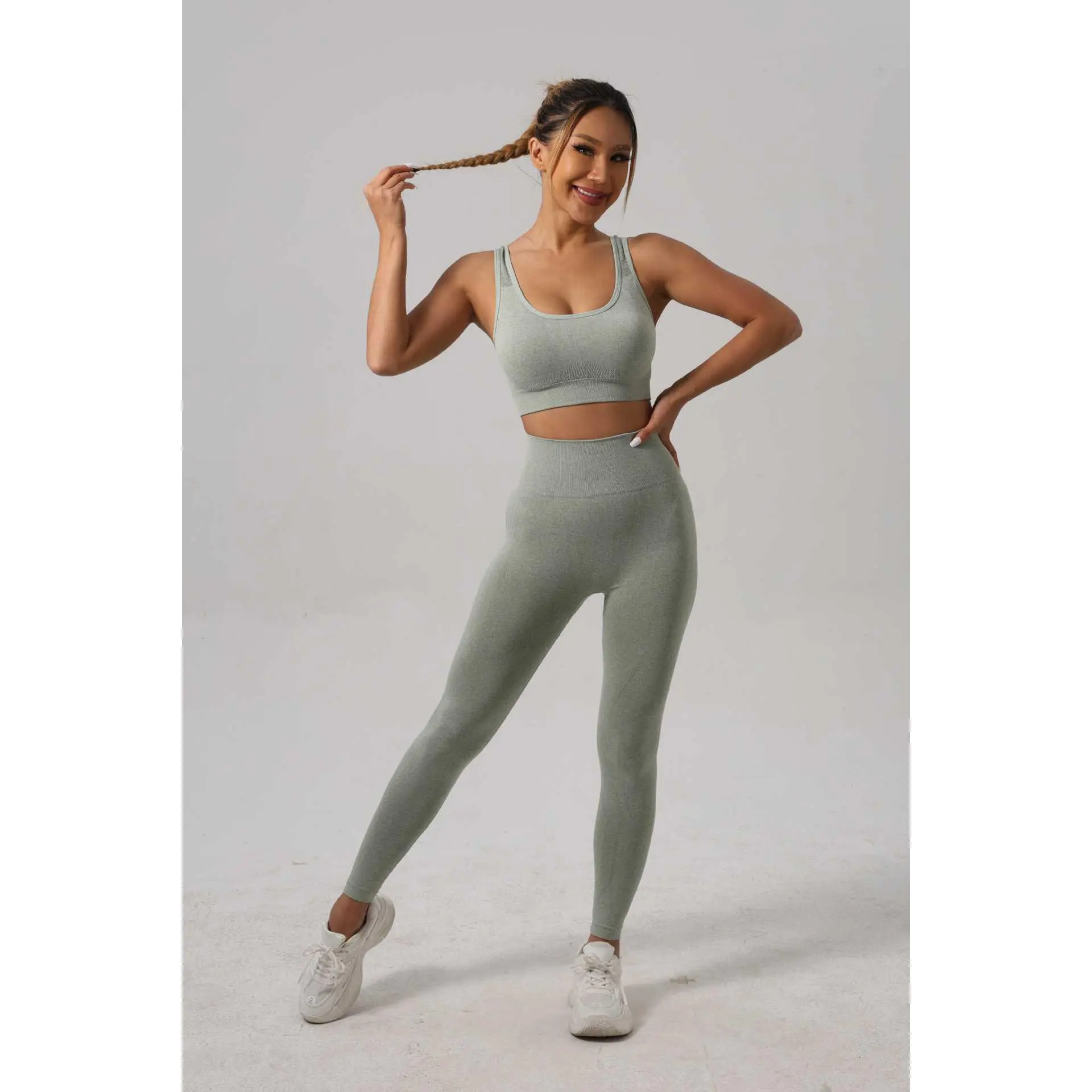 Army green long set [bra + long pants]