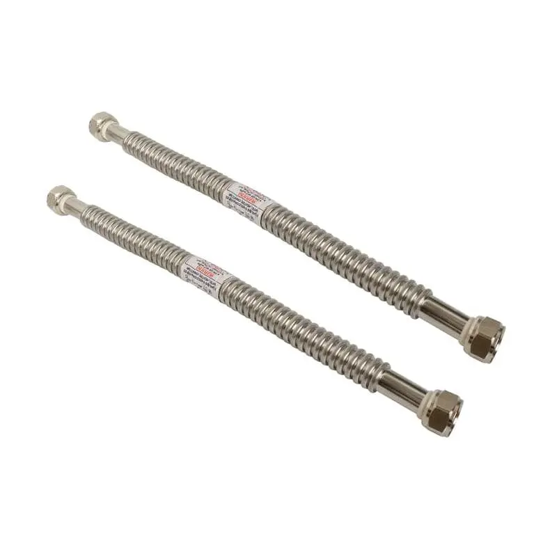 24" x 3/4" FIP Stainless Steel Water Flex Connector 2 Pack