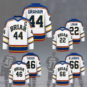 Custom Off Campus Senior Authentic Pro White Hockey Jersey Shirt, Briar University Graham/Logan/Tucker/Di Laurents Jersey Shirt