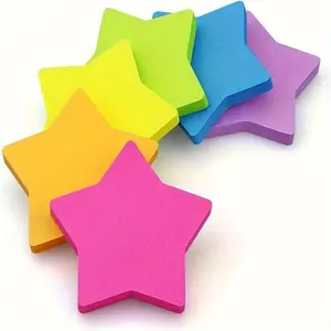 6pcs Heart-shaped Post-it Note in The Shape of A Five-pointed Star, Bright Colorful Creative Sticky Notes for Notebooks Study School Office Supplies, Sticky Labels
