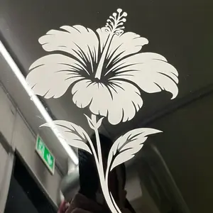 	Tropical Hibiscus Vinyl Decal – White Window Sticker for Cars, Trucks (6” x 4”) Vehicle Exterior Decoration Stylish Car Merch