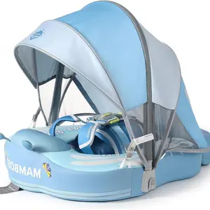 HECCEI Float Add Tail Newest Mambobaby Swim Float with Canopy Solid Pool Infant Swim Trainer Swimming Lying Waist 3-24 Months
