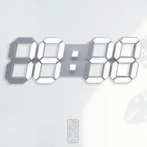 Wall Clock 15" 3D LED Digital Clock for Bedroom,Large Digital Wall Clock for Living Room Decor,Modern Aesthetic Led Clock with Remote Control