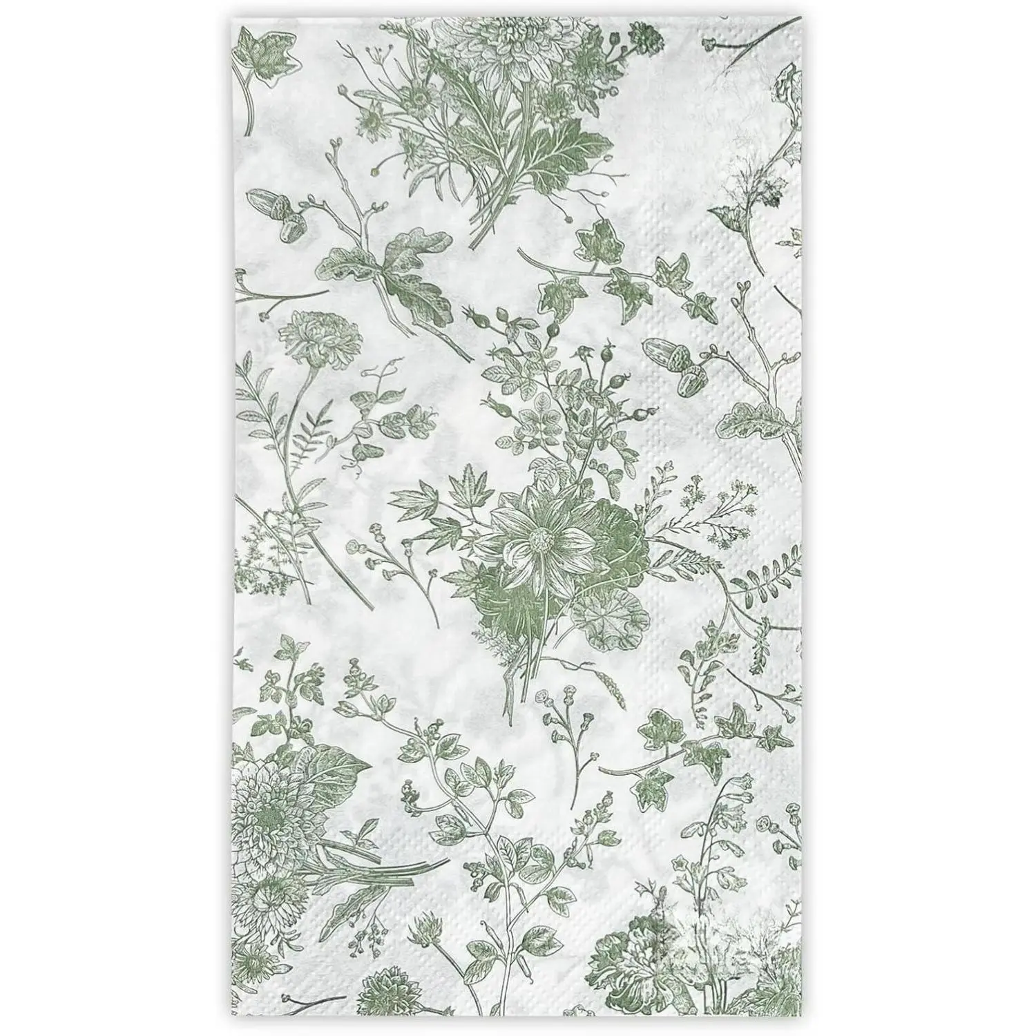 25Pcs Green Floral Guest Napkins - Guest Disposable Hand Towels for Bathroom, Bridal and Baby Shower, Tea Party, Garden Party, Birthday Party - 4.3 x 7.9 In