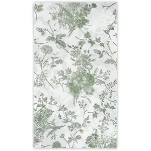 25Pcs Green Floral Guest Napkins - Guest Disposable Hand Towels for Bathroom, Bridal and Baby Shower, Tea Party, Garden Party, Birthday Party - 4.3 x 7.9 In