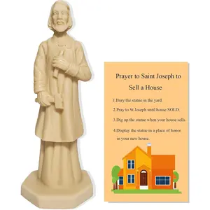 St Joseph Saint Joseph Statue for Selling House Kit Figurine  Protecting  with Instruction Prayer Complete Set Solid 4.7" Beige