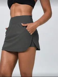 Women's Solid Color Pocket Sports Skort, Athletic Skort, High Stretch Quick-drying Skort for Golf, Ladies Sportswear for Indoor Outdoor Wear, Sports Skirt, Tennis Attire, Tennis Skirts, Tennis Skorts, Skort With Pockets