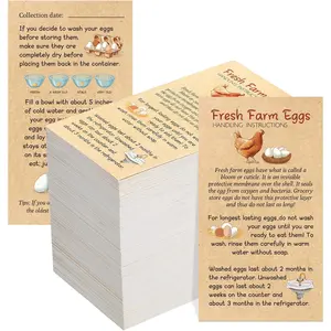 Fresh Farm Eggs Handling Instruction Cards 2 x 3.5'' Egg Carton Stamp Bulk Label Cards Design for Carton Basket Farm Business Accessories(200 Pcs,Simple Style)