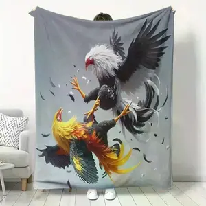1 Piece Fun Rooster Modern Printed Velvet Blanket, Suitable for Home, Outdoor Camping, Bed, Sofa, Friends and Family Birthday Gift Blanket