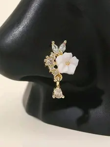 Fashionable Flower Fake Nose Ring, U-shaped Clip On Faux Nose Ring for Women, Trendy All-match & Exquisite Jewelry for Birthday Gift, Nose Cuff