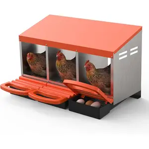 Metal Chicken Nesting Box with Easy-Collect Tray & Lid  Compartment Heavy Duty Roll Away Nesting Boxes for Chickens, Wall Mount or Freestanding, Galvanized Steel Hen Laying Box for Coop