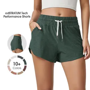 ODODOS Women's Performance Shorts Ultra Soft odSTRATUM Tech Mid Rise Relaxed Shorts with Pocket 3" Inseam Moisture Wicking summerwins