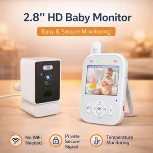 2.8 Inch Monitor, Indoor Surveillance Camera, Bidirectional Voice, No Internet Needed, 720p Real-Time Image, Sound, Temperature, Feeding Alert