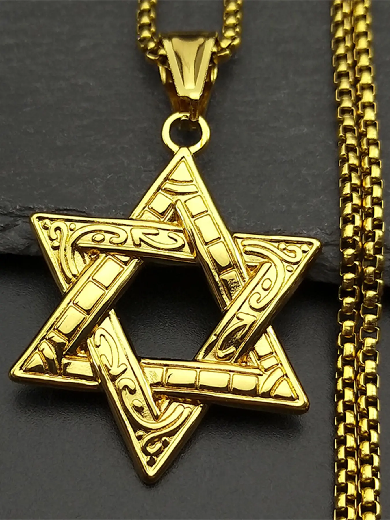 Jewish Star Of David Stainless Steel Fashion Necklace for Men Women Gold Silver Color Israel Hexagram Pendant Necklace Amulet Jewelry Accessory Stainless Steel Necklaces Religious Jewelry