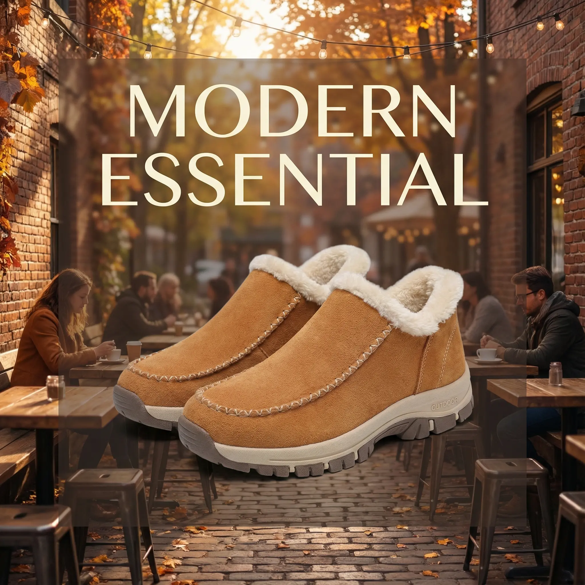 Women's Sheepskin Fur-Lined Moccasin Snow Boots - EVA, Plain, Slip-On, Warm Lightweight Walking Shoes with Rubber Sole, Good Grip for Outdoor Hiking, Stylish Active Shoe
