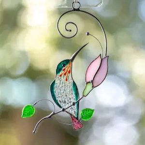 Hummingbird Acrylic window hangings Christmas gifts Custom stained glass flower suncatcher Cardinal ornament