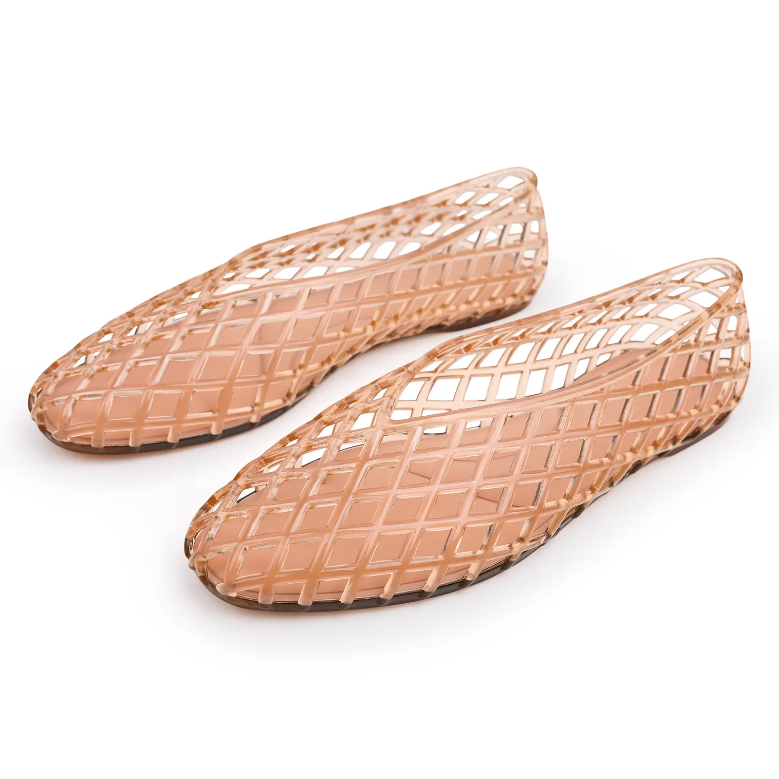 EVELLYHOOTD Women's Breathable Mesh Jelly Ballerina Flats - Lightweight Breathable Slip-On Shoes for Women, Summer Beach Vacation Footwear, Breathable Slip Ons, Jelly Shoes