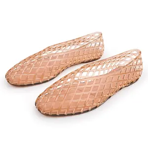 EVELLYHOOTD Women's Breathable Mesh Jelly Ballet Flats, Lightweight Slip-On Footwear for Summer Beach Vacation