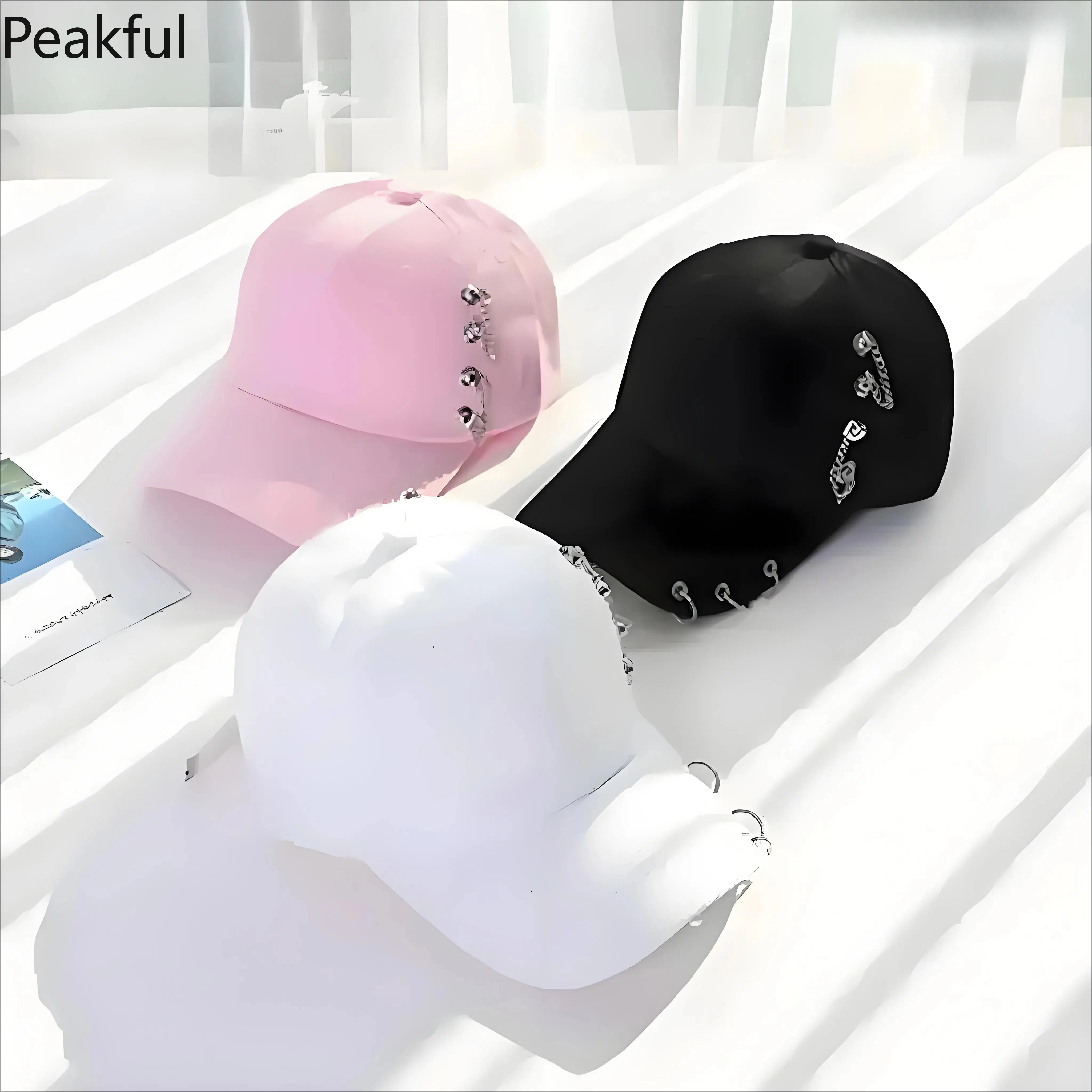 Metal Ring Baseball Cap – Punk Studded Streetwear Hat | Y2K hip hop vibe with spike accents, ideal for concerts, skatepark & gothic outfits, unisex