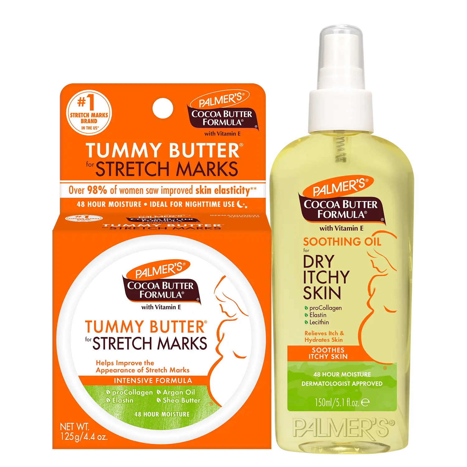 Palmer's Cocoa Butter Formula Pregnancy Tummy Butter and Soothing Oil to Moisturize Dry Itchy Skin Bundle for Extra Dry Pregnant Skin