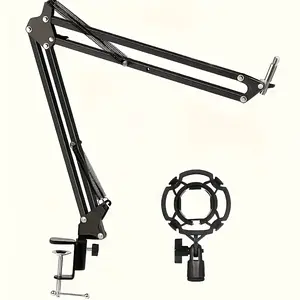 Adjustable Microphone Scissor Arm Desk Mount, Thickened Cast Iron Cantilever Bracket, Foldable & Rotatable Microphone Stand.