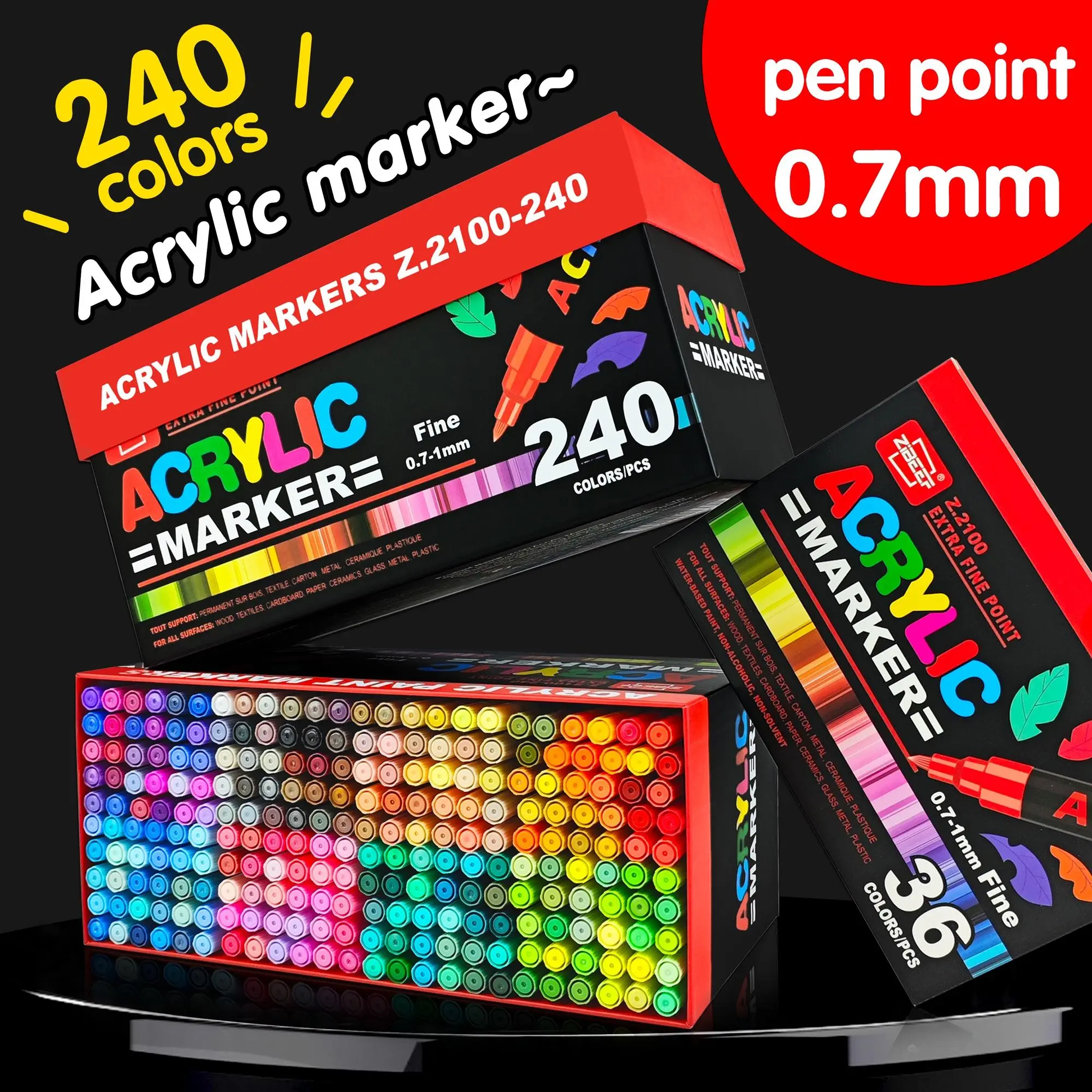 DIY Fabric Paint Pens Set, Acrylic Paint Markers, 36-Color/60-Colors/84-Colors/120-Colors Textile Markers, Non-Drip & Waterproof Cloth Art Supplies