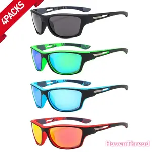 HavenThread 4-Pack Polarized Vintage Special-Shaped Lightweight Sports Eyewear - Men's & Women's Sunglasses, Lightweight Sports Shades for Cycling, Outdoor Activities