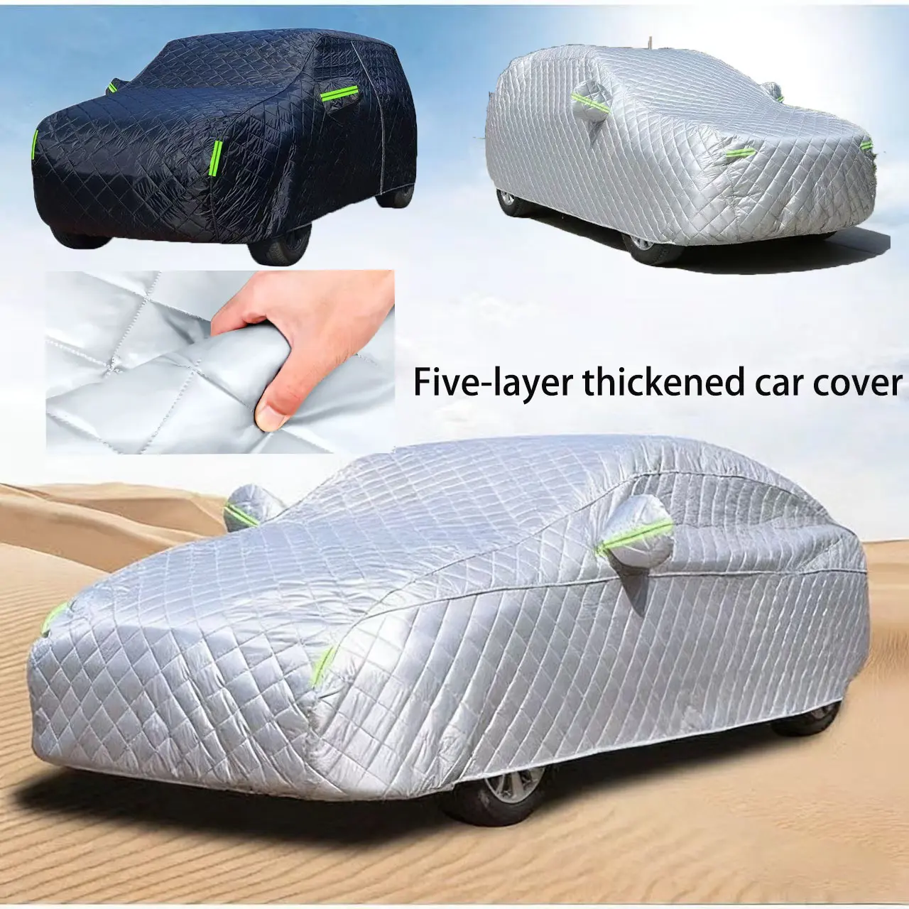 2026 New 5-Layer Thickened Car Cover: Sun Protection, Waterproof, UV Protection, Windproof, Dustproof, Universal Fit, Suitable for Sedans, SUVs, and Pickup Trucks, All-Season Use， car  covers for outside car cover seats car cover windshield Garage Black