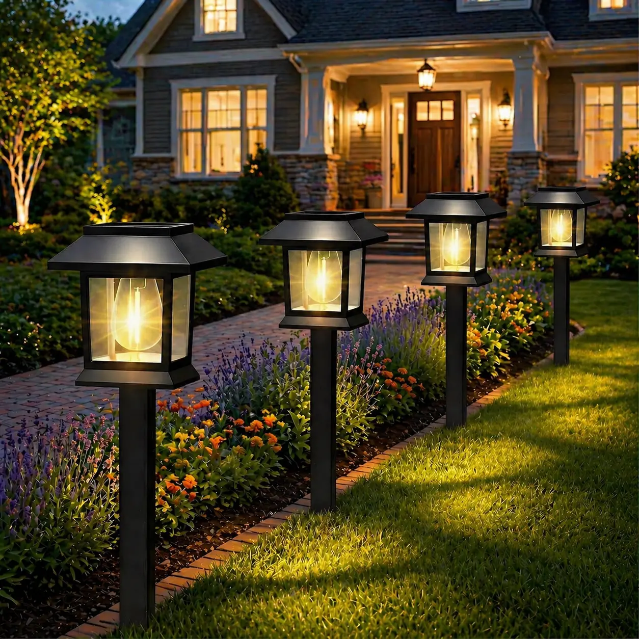 Solar Outdoor Pathway Lights - Modern Luxury Elegant Design, Easy Installation, Auto On/Off, IP65 Waterproof, Decorative Floor Lamps for Garden, Driveway, Solar Outdoor Lights