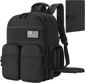 CVLIFE Tactical Range Backpack for Men, Handgun Backpack with Pistol Cases, Range Bag with Removable Divider Daypack for EDC Work