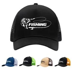 Fishing Trucker Hat for Men Women, Breathable Mesh Snapback Cap, Adjustable Outdoor Fishing Hat, Lightweight Summer Sun Protection Cap for Hiking Camping Boating, Stylish Truck Hat Gift for Anglers