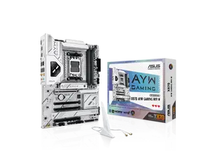 ASUS X870 AYW GAMING WIFI W AMD X870 AM5 ATX motherboard, 12+2+1 80A DrMOS power stages, DDR5, PCIe 5.0 Ready, PCIe 5.0 x16, 3x M.2, Wi-Fi 6, 2.5Gb LAN, HDMI, USB4, USB 20Gbps Type-C, Aura Sync