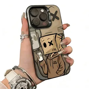 Anime Paper Box Mask Man Pattern Design Phone Case, Shockproof Phone Protective Cover, Phone Accessory Compatible with iPhone 17 16 15 14 13 12 11 Series