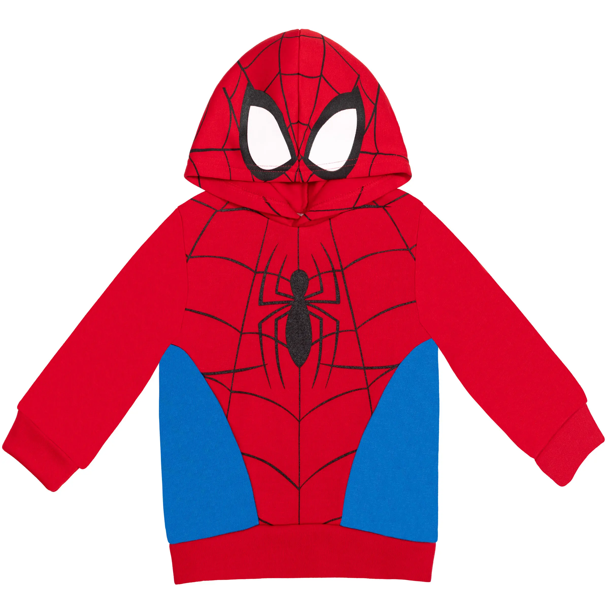 Marvel Spider-Man Boys' Cosplay Fleece Hooded Top - Soft Superhero Pullover, Web Print, Mask Hood, Cosplay Look for Toddler to Big Kid