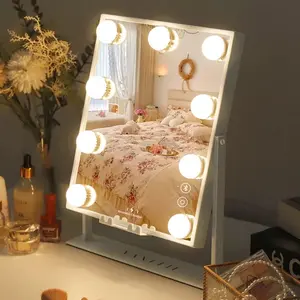 Vanity mirror with Bluetooth speakers, wireless charger and 9 LED bulbs