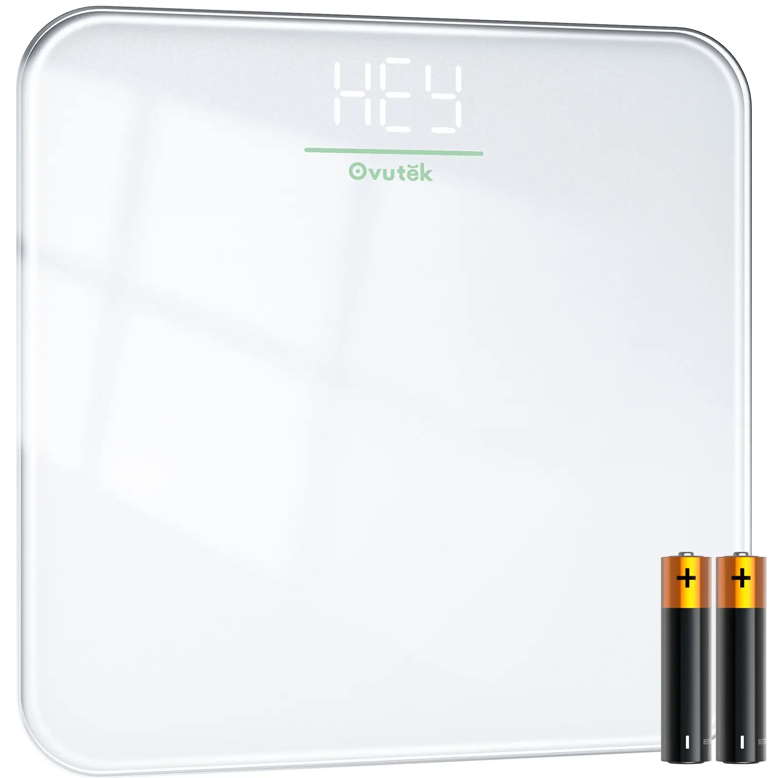 OVUTEK Bathroom Scale for Body Weight, Highly Accurate Digital Weighing Machine for People, Upgraded Batteries Included, Compact Size, LED Display, Physician Scale with Sturdy Tempered Glass, 400lb, White