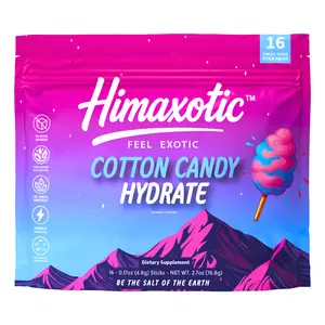 Himaxotic Cotton Candy Hydrate - Electrolyte Sticks 16 Count Real Food Based Hydration for Everyday Use