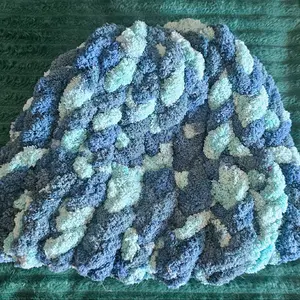 Blue and Teal Big and Floofy Beanie