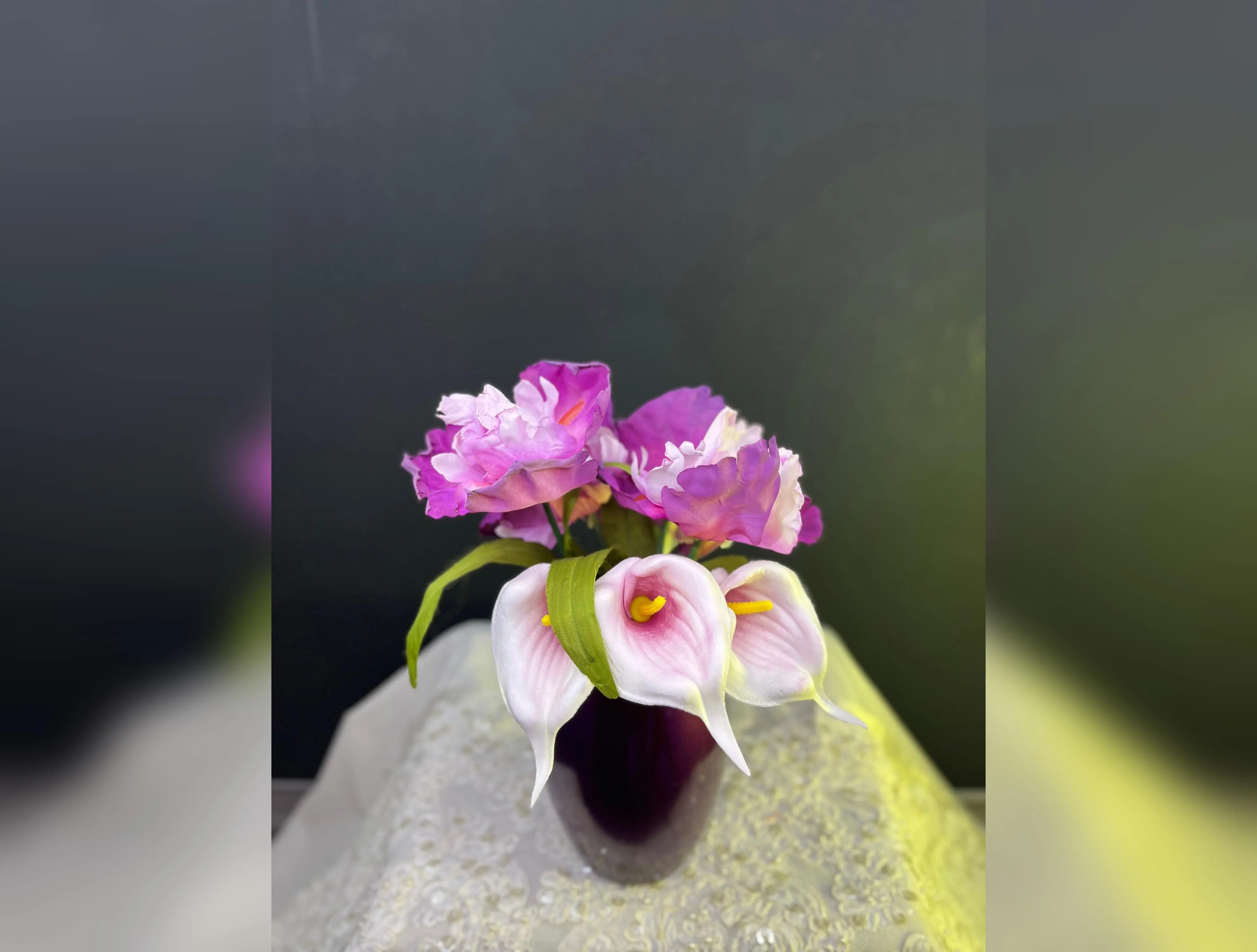 Calla Lilies & Tulips Artificial Flower Arrangement: Violet Whisper