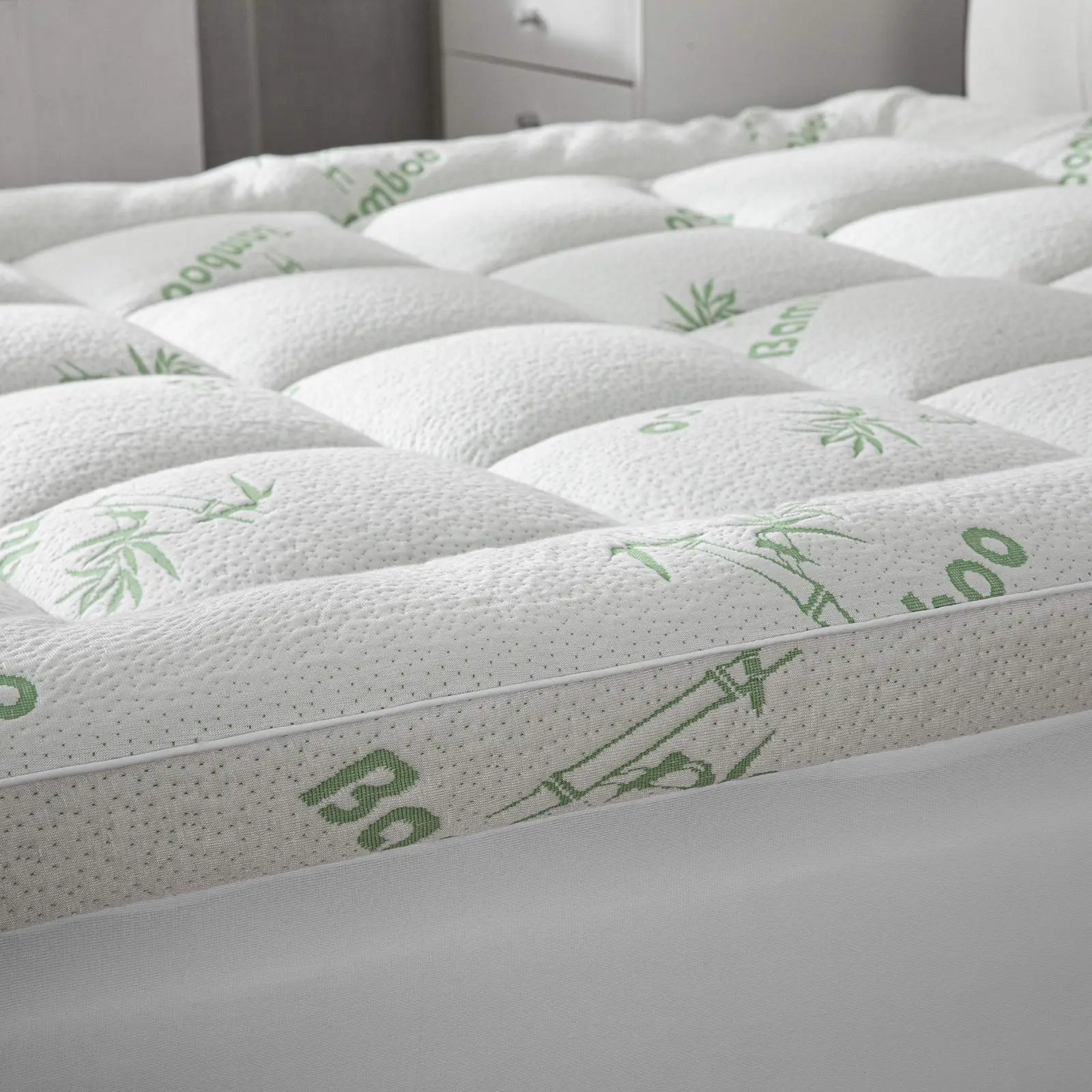 Viscose-Derived from Bamboo Thick Pillow Top Mattress Topper with Deep Pocket, Cooling Design for Hot Sleepers, Soft Support for Back Pain Relief